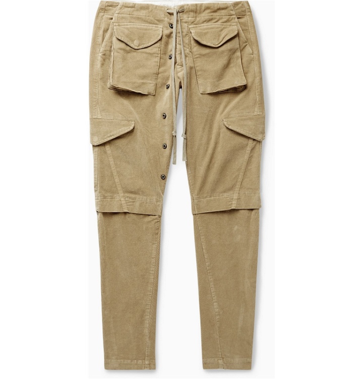 Photo: Greg Lauren - Slim-Fit Tapered Cotton-Corduroy Cargo Trousers - Brown