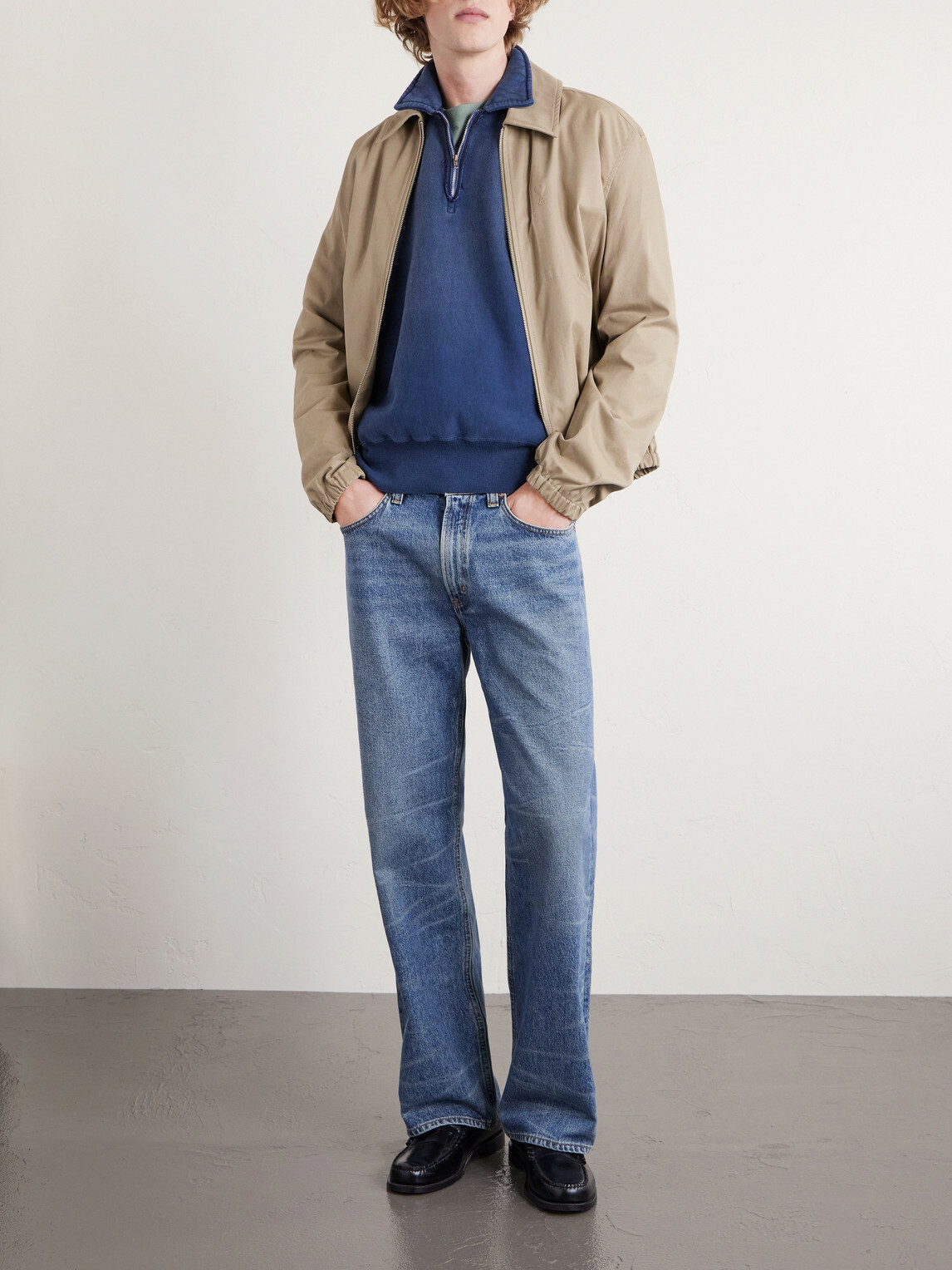 A.PRESSE - Half-Zip Cotton-Jersey Sweatshirt - Blue