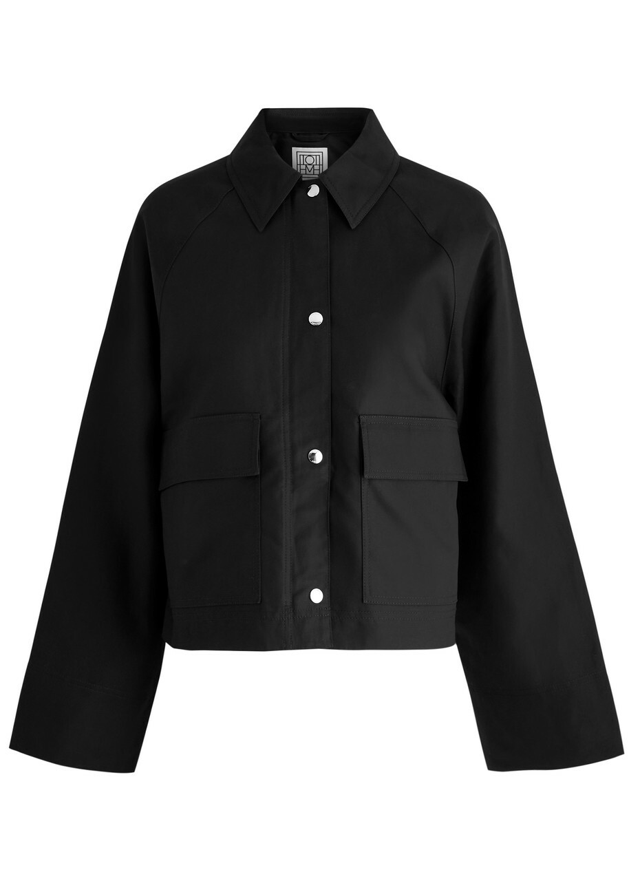 【TOTEME】Cropped Jacket for women Pure Organic Cotton Toteme Cropped Cotton Jacket Black Toteme