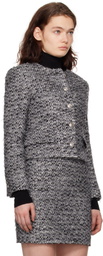 Juun.J Gray Round Neck Crop Tweed Jacket