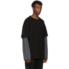 Juun.J SSENSE Exclusive Black and Grey Layered Long Sleeve T-Shirt