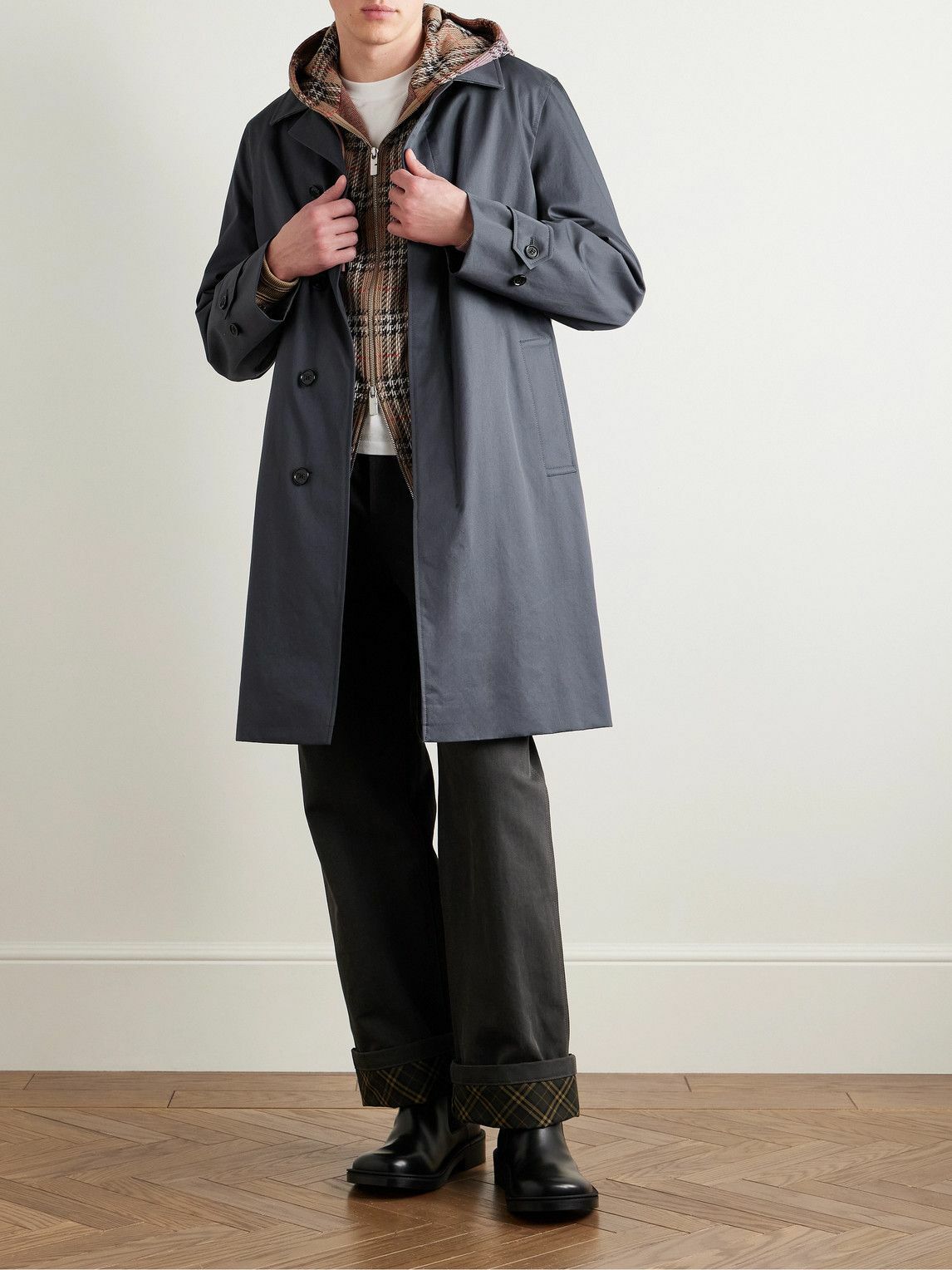 Burberry - Cotton-Gabardine Trench Coat - Blue