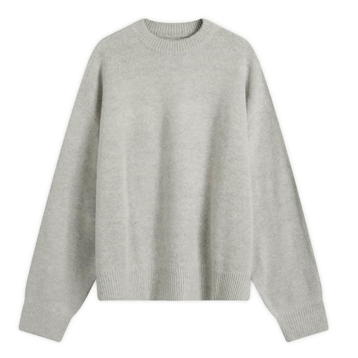 Photo: MKI Men's Mohair Blend Knit Crew in Light Grey