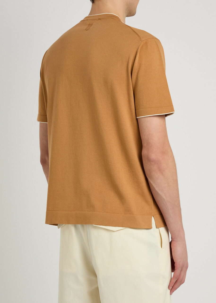 Canali Cotton and Silk-blend T-shirt Camel
