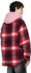 COÛT DE LA LIBERTÉ Red Tommy Plaid Fleece Oversized Jacket