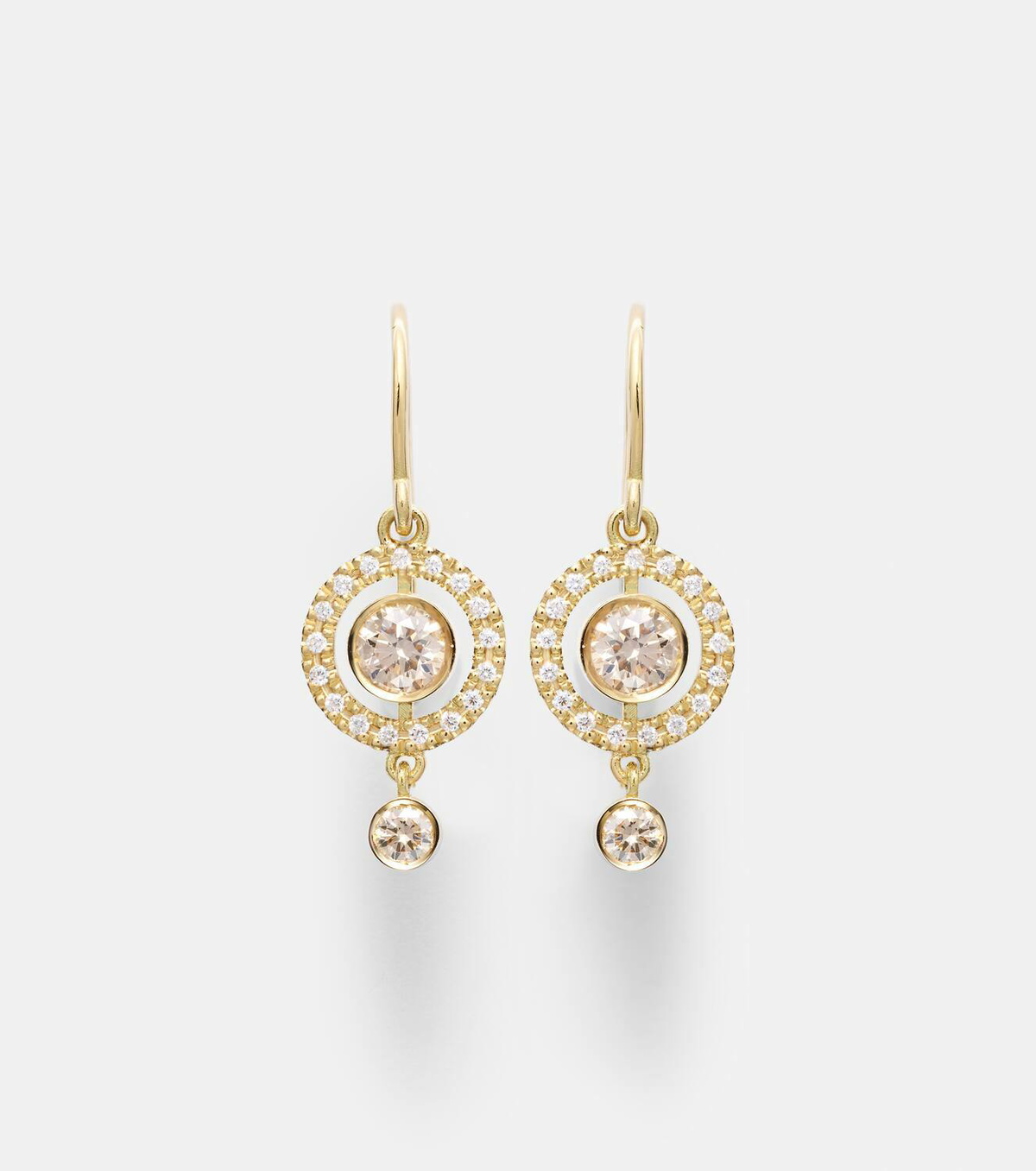 Ileana Makri Orbit 18kt gold drop earrings with diamonds
