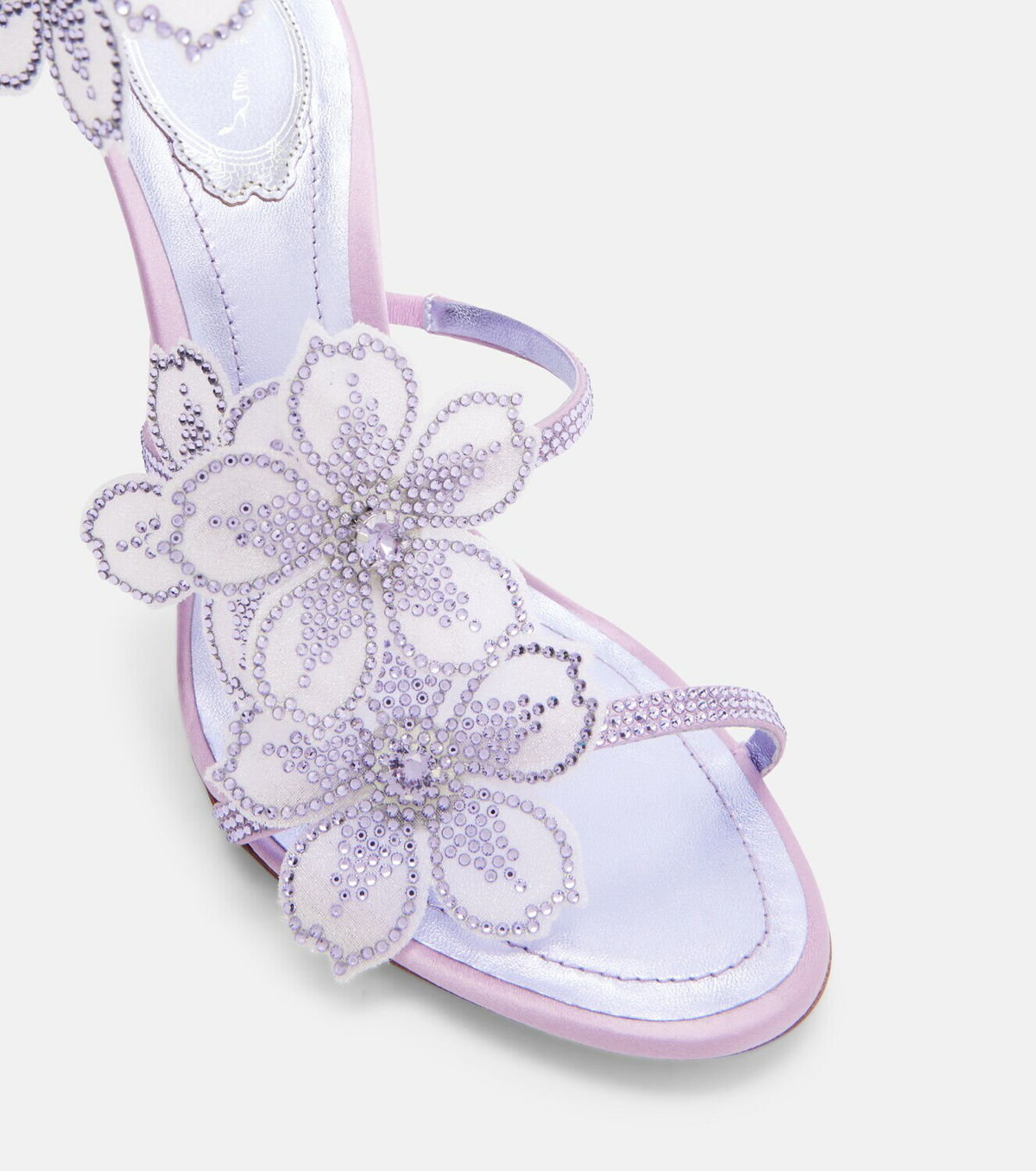 Rene Caovilla Floriane floral-appliqué satin sandals