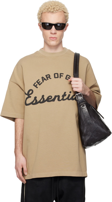 Photo: Fear of God ESSENTIALS Beige Training 90s Short Sleeve T-shirt