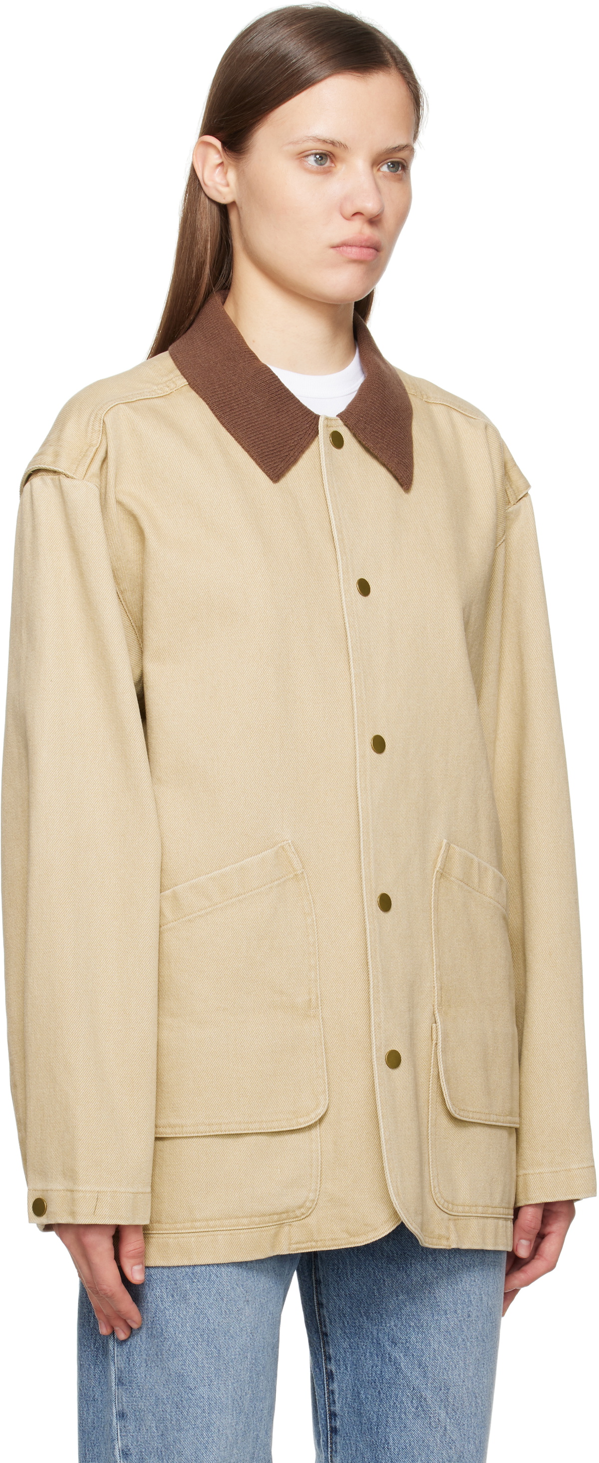 LE17SEPTEMBRE Beige Knit Collar Field Jacket