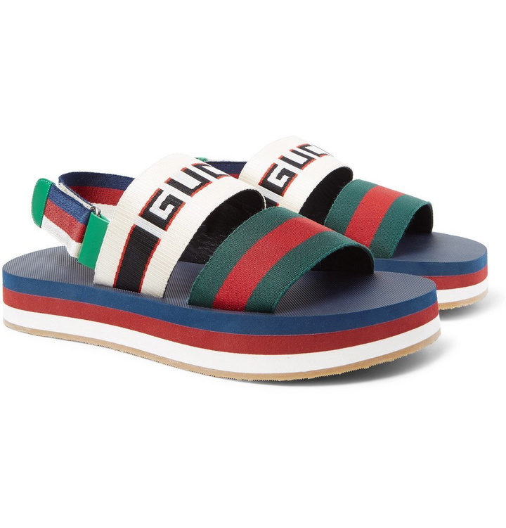 Photo: Gucci - Webbing-Trimmed Rubber Sandals - Men - Multi