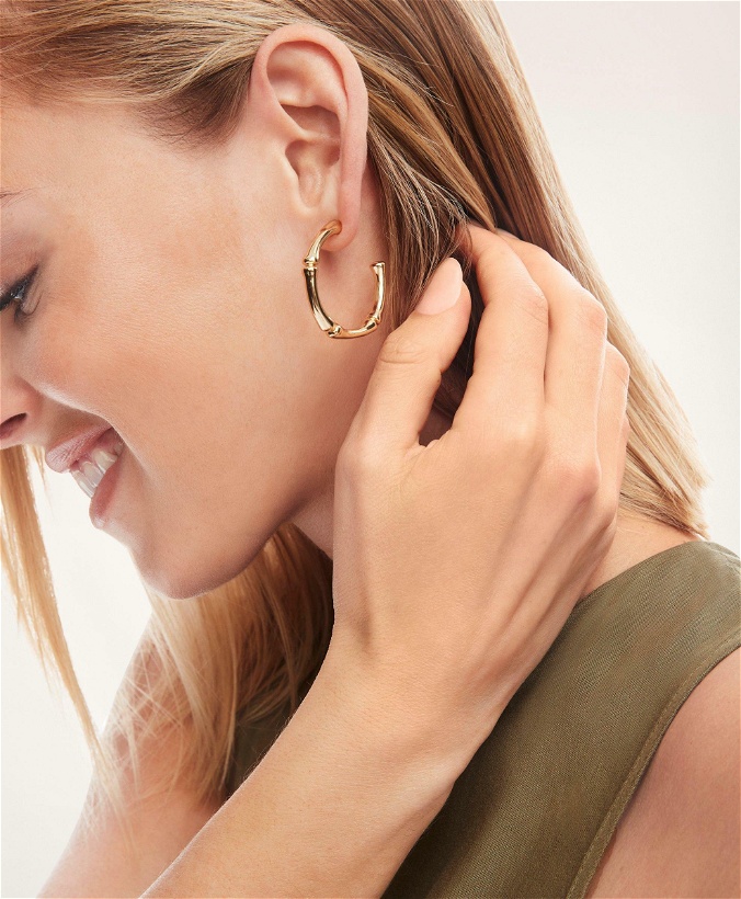 Photo: Brooks Brothers Women's Bamboo Hoop Earrings | Gold