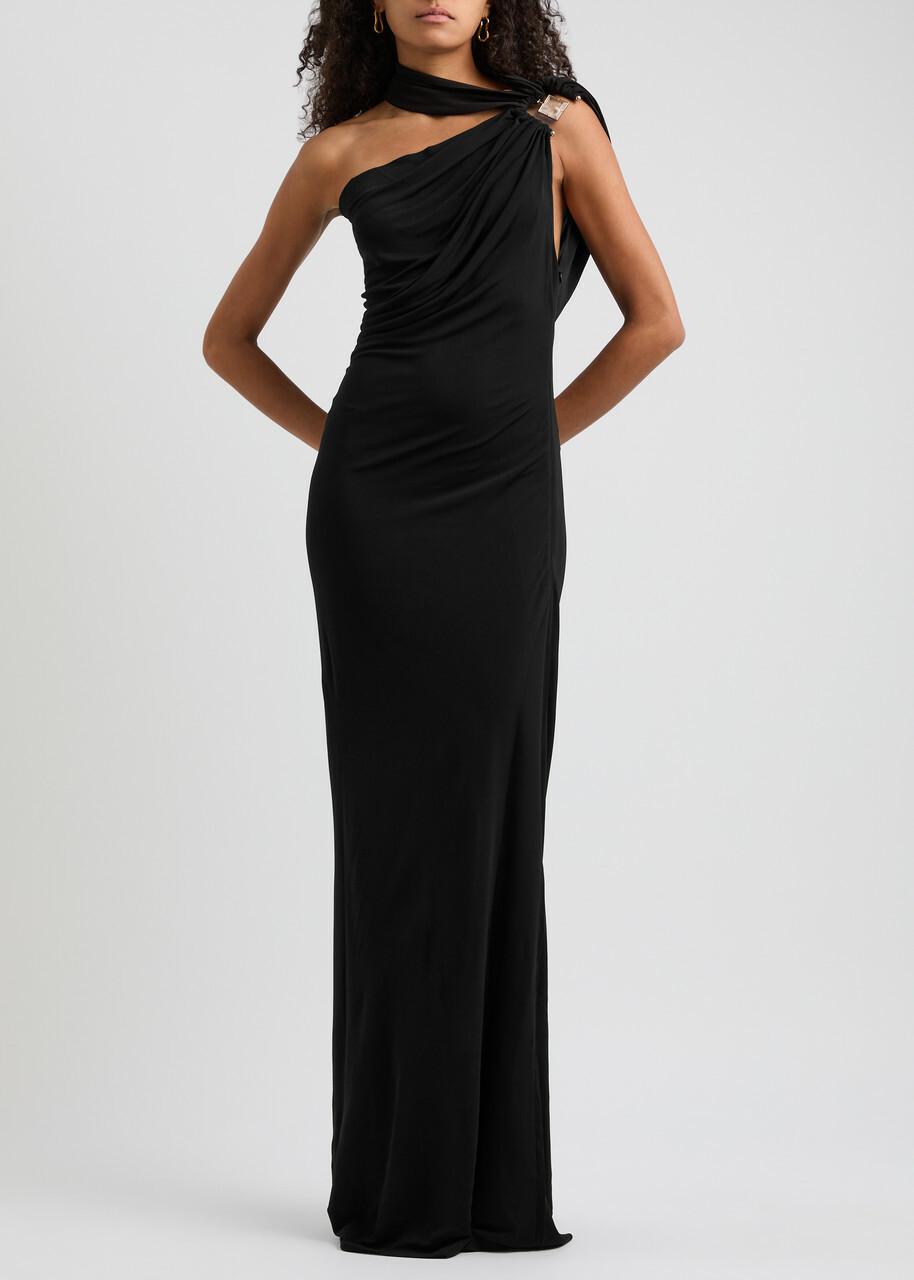 strapless open back dress Leary Draped One-Shoulder Gown – Tadashi Shoji Official Online Boutique