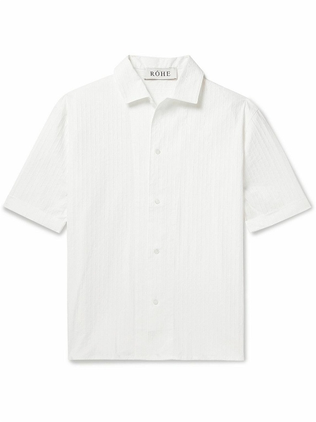 Photo: RÓHE - Striped Textured Cotton-Blend Poplin Shirt - White