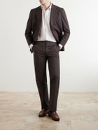 J. Mueser - Button-Down Collar Striped Linen Shirt - Brown