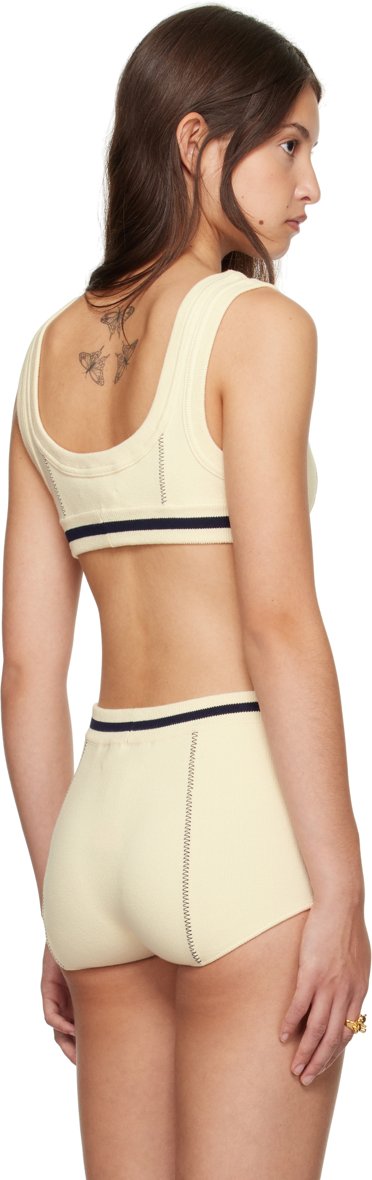 AMBUSH Off-White Contrast Stitch Bra Top