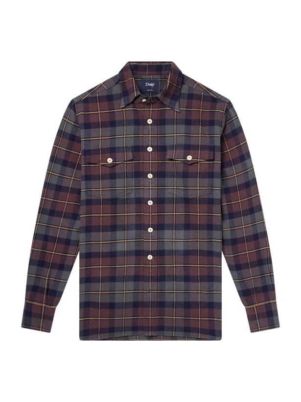 Photo: Drake's - Brushed Checked Cotton-Flannel Shirt - Brown