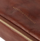 Brunello Cucinelli - Burnished Full-Grain Leather Wash Bag - Brown