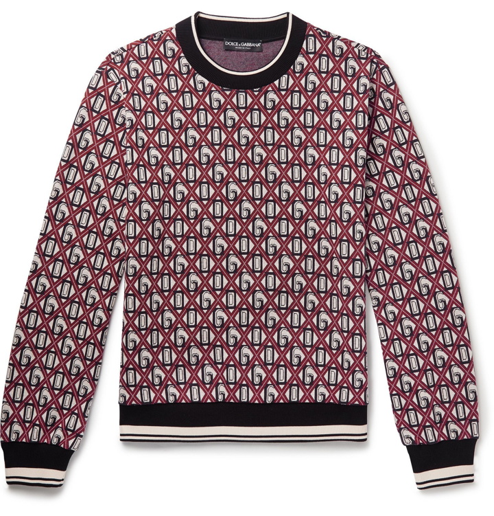 Photo: Dolce & Gabbana - Cotton-Blend Jacquard Sweater - Red