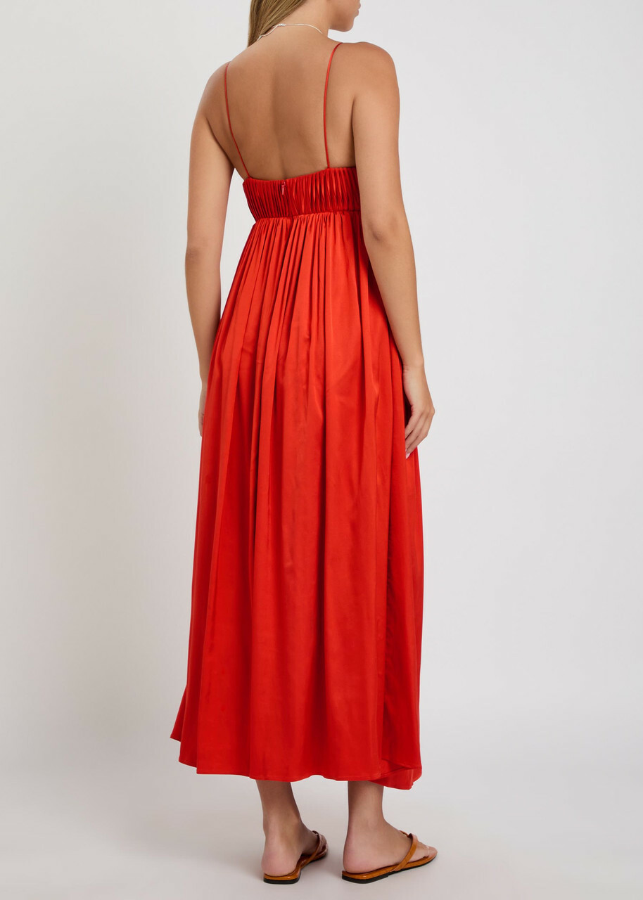 Tove Katrine Stretch-satin Midi Dress Red