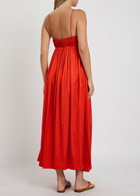 Tove Katrine Stretch-satin Midi Dress Red
