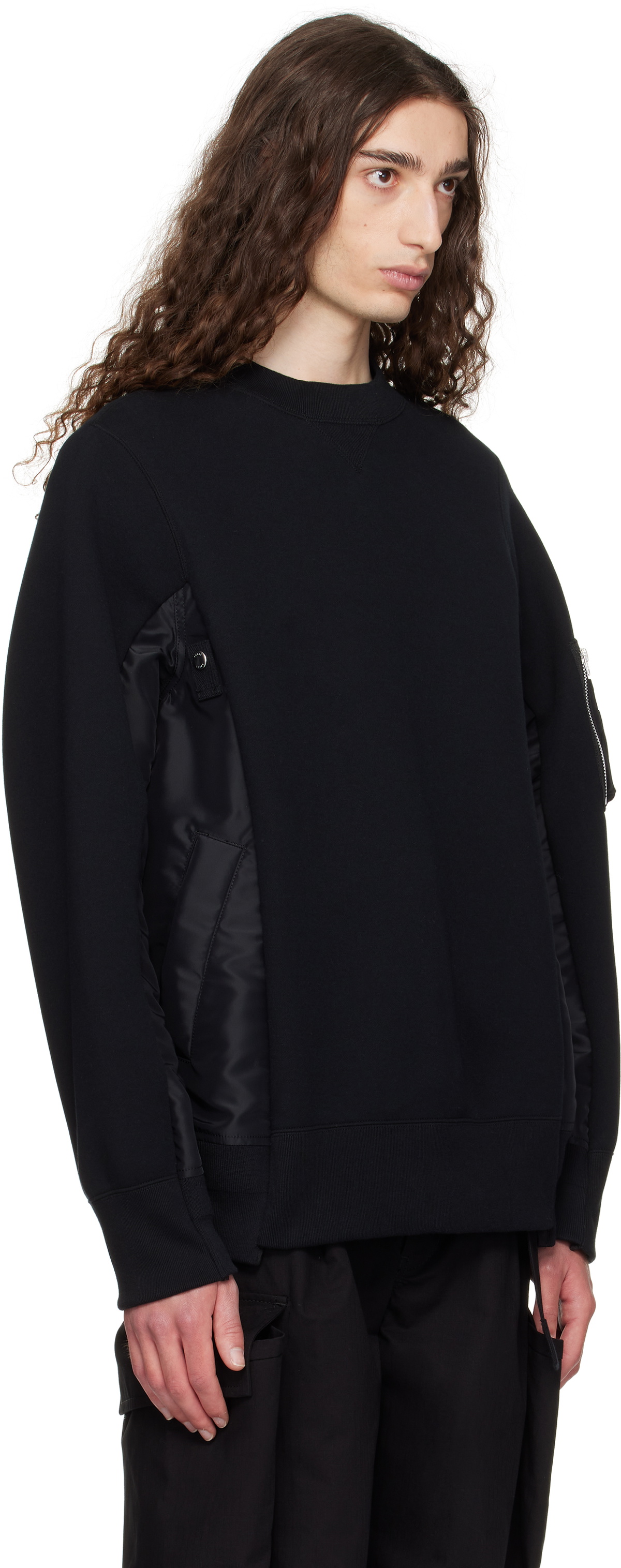 sacai サカイ Nylon Twill × Sponge Sweat sacai: Taupe Sponge Sweat x Nylon Twill Hoodie | SSENSE