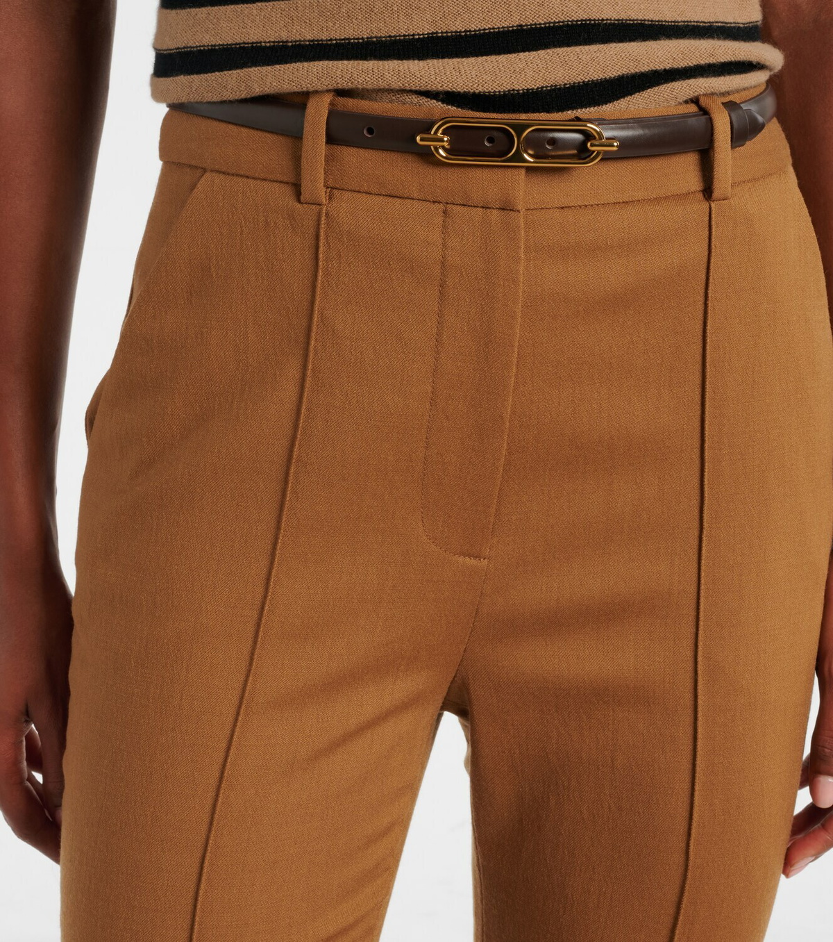 Veronica Beard Gracie belted wool flared pants