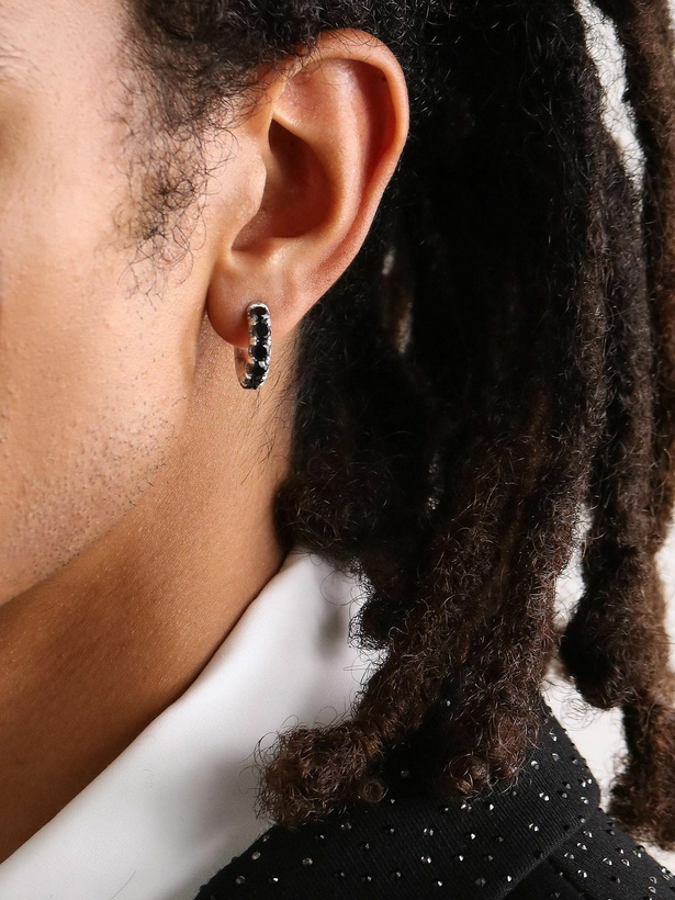 Photo: Spinelli Kilcollin - Mini Macro Sterling Silver Diamond Single Hoop Earring