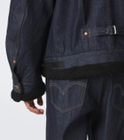 Sacai Leather-trimmed denim jacket