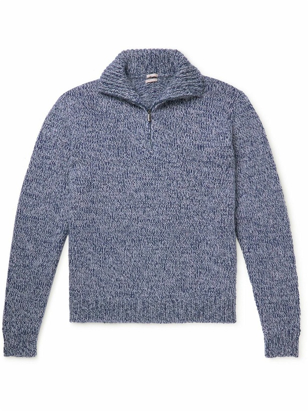 Photo: Massimo Alba - Wool, Mohair and Silk-Blend Half-Zip Sweater - Blue