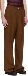 CMMN SWDN Brown Mari Deep Pleat Trousers