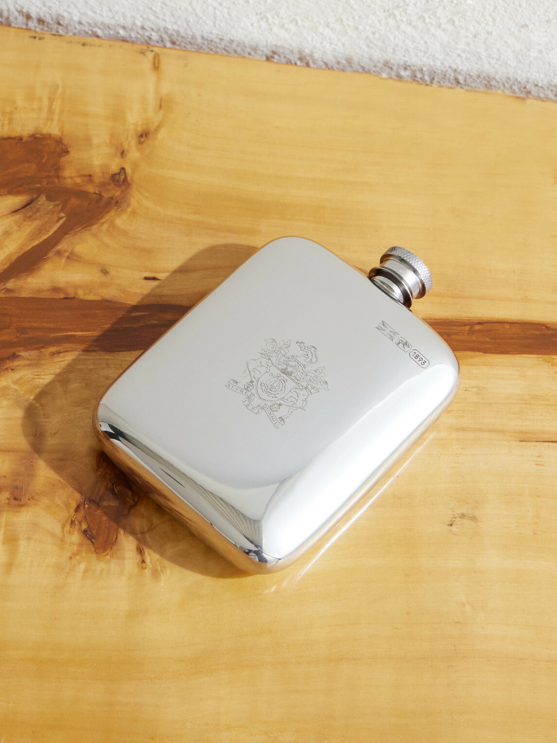 Dunhill - Armorial Engraved Silver-Tone Flask - Silver