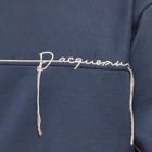 Jacquemus Men's Embroidery Logo Mock Neck Crew Sweat in Navy