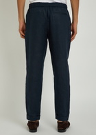 Che Tapered-leg Cropped Linen Trousers Navy