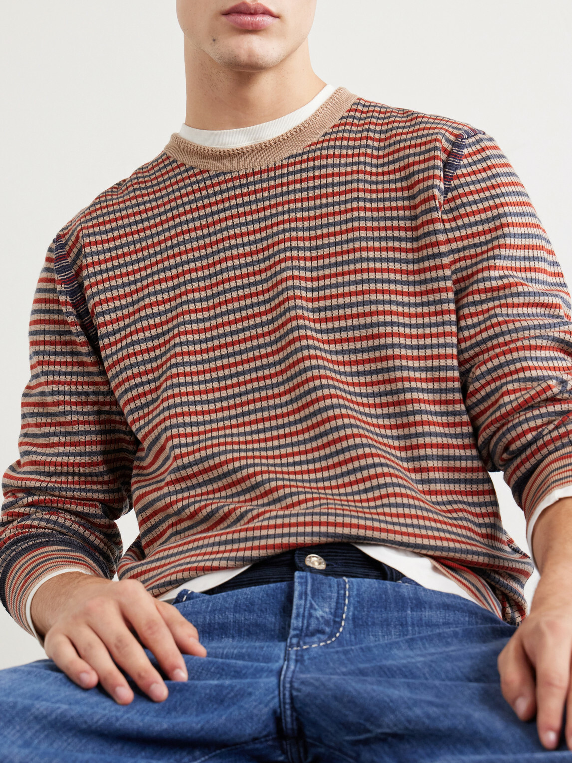 Wales Bonner - Chant Striped Merino Wool Sweater - Brown