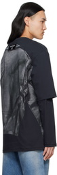 Balmain Black Long Sleeve Biker Jacket Print T-shirt