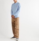 AMI - Button-Down Collar Logo-Appliquéd Cotton Oxford Shirt - Blue