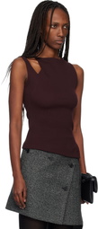 Courrèges Burgundy Oblique 90's Rib Tank Top
