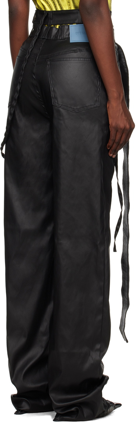 Ottolinger: SSENSE Exclusive Black Faux-Leather Pants