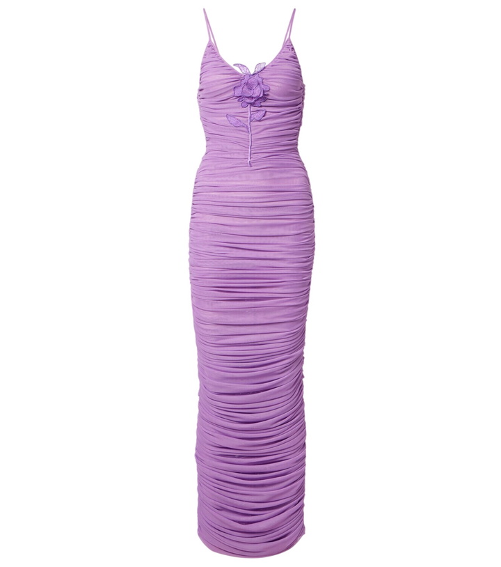 Photo: David Koma Floral-appliqué ruched cocktail dress