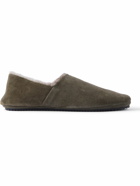 Mr P. - Shearling-Lined Suede Slippers - Green
