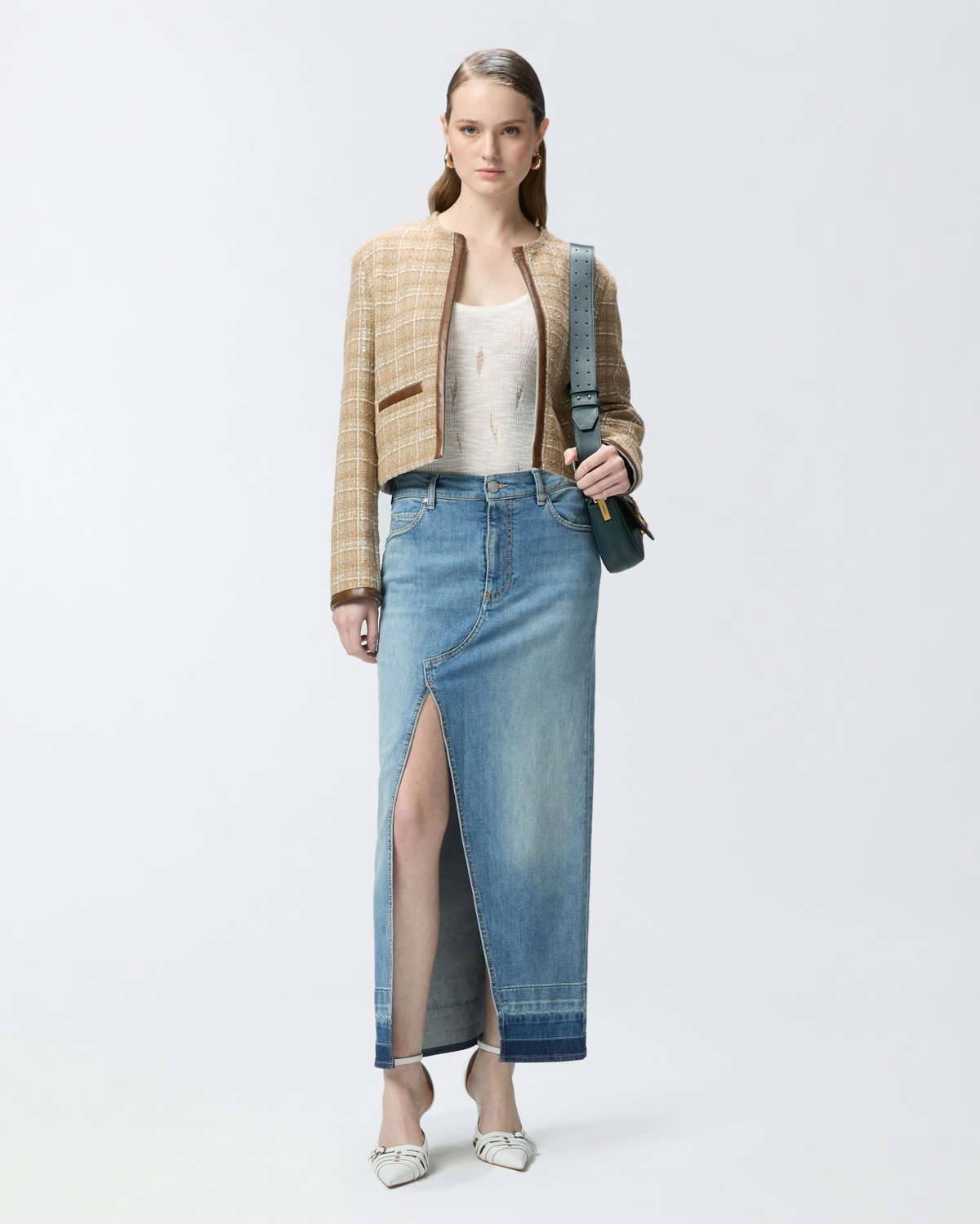 Pinko Lightweight Ribbed Vest Top With Rips Snow White