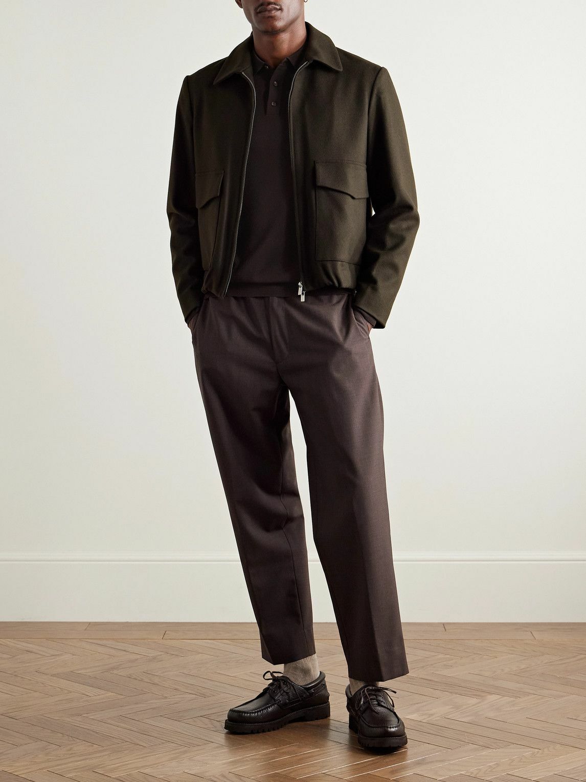 Incotex - Zanone Slim-Fit Flexwool Polo Shirt - Brown