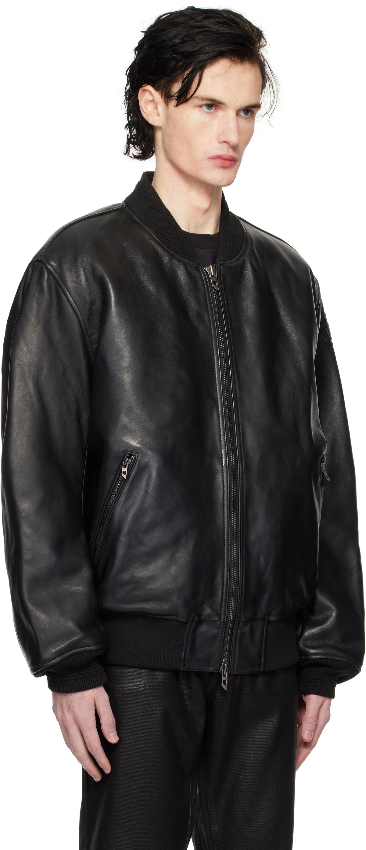 ジャケット・アウター diesel black bomber jacket Men's Bomber jacket in clean-wash denim | Black | Diesel