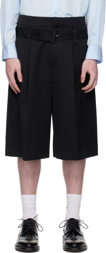 Photo: Simone Rocha Black Wide Leg Multi Belt Loop Shorts