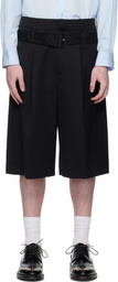 Simone Rocha Black Wide Leg Multi Belt Loop Shorts