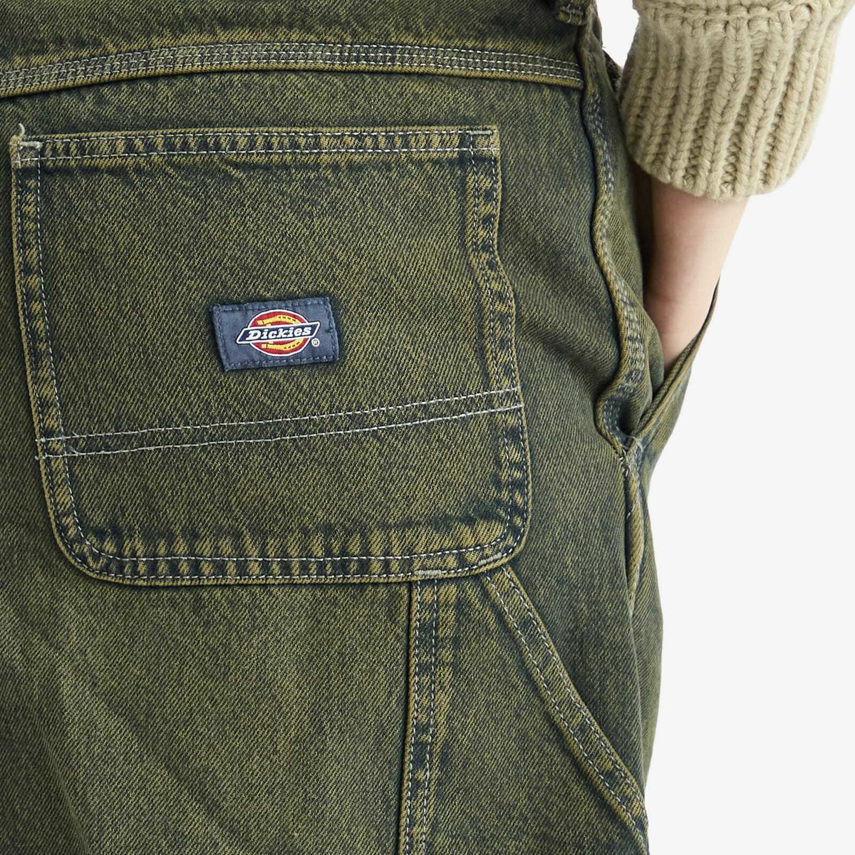 Dickies Women's Midi Denim Carpenter Skirt in Green Tone Fade