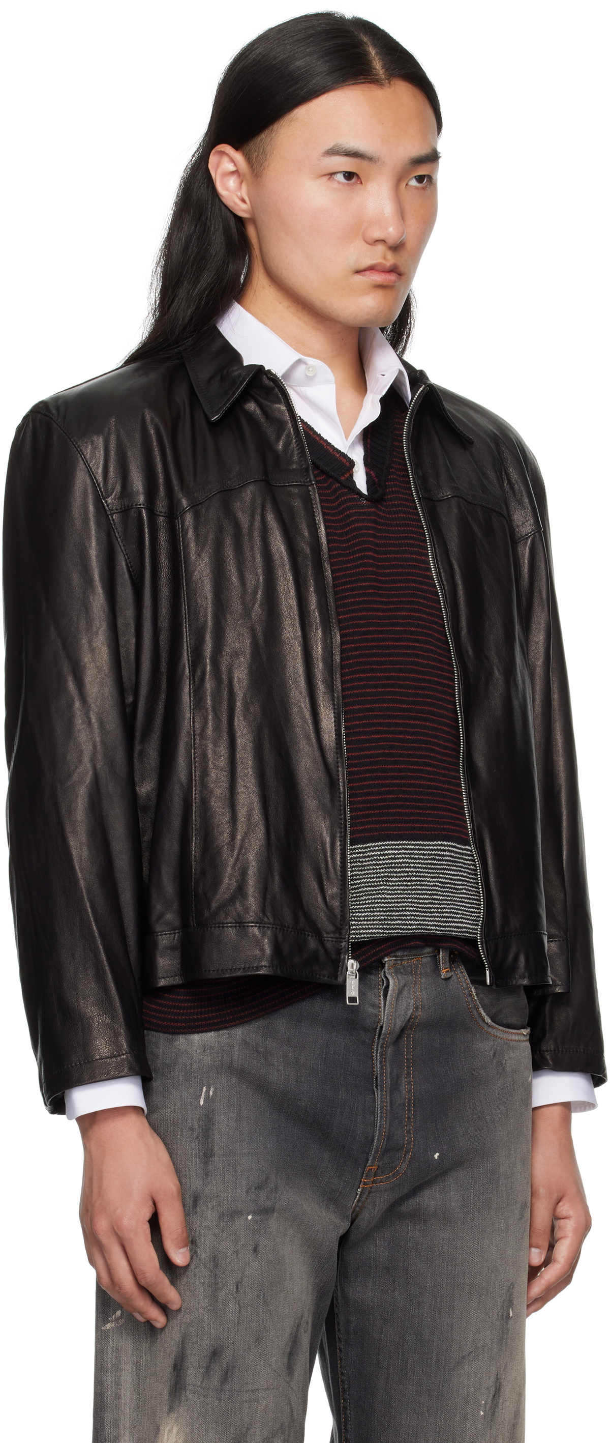 Enfants Riches Déprimés Black Western Sharp Shoulder Leather Jacket