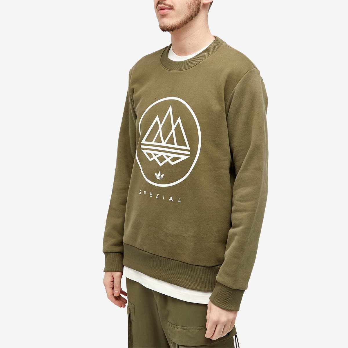 Adidas Statement Men's Adidas SPZL Modtrefoil Crew in Olive Strata ...