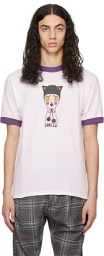 Anna Sui SSENSE Exclusive White & Purple Cat Dolly Head T-Shirt