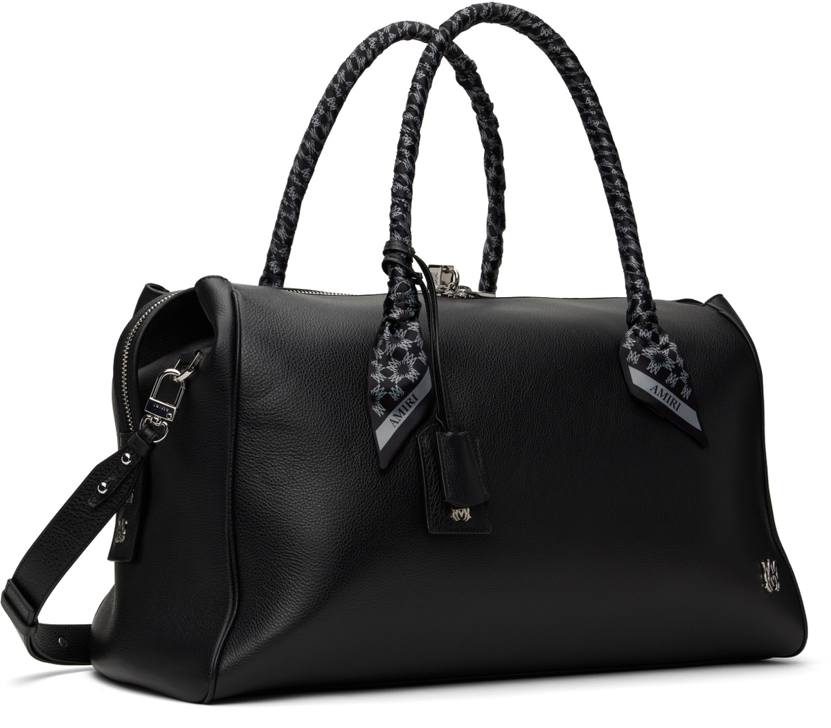 AMIRI Black Pebbled Leather Weekender Duffle Bag